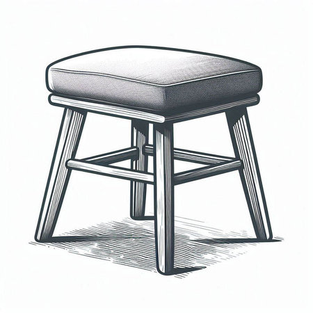 Sketch of bar stool. Hand drawn illustration. Vintage style.