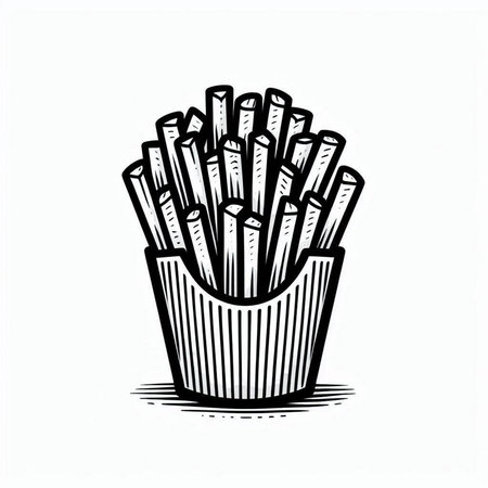 French fries on a white background. Vector illustration in sketch style.