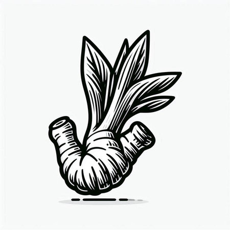 Ginger root. Hand drawn vector illustration. Isolated on white background.