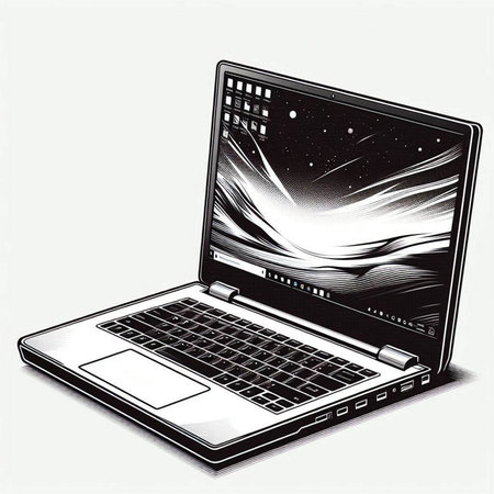 Laptop on a white background with a shadow. Illustration.