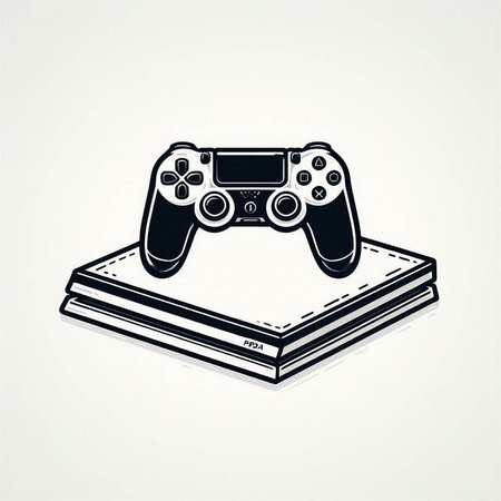Gamepad icon, vector illustration. Flat design style. Black and white.