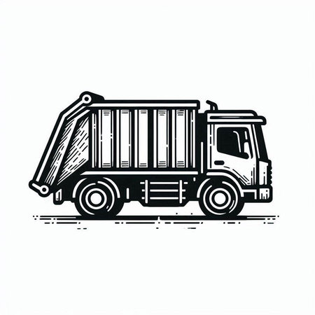 Garbage truck. Vector illustration of a garbage truck on white background.