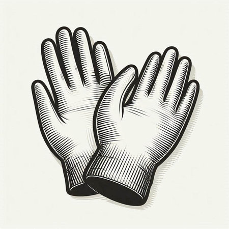 hand-drawn illustration of protective gloves isolated on a white background.