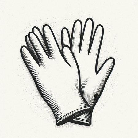 Hand drawn protective gloves. Vector illustration in vintage engraving style.
