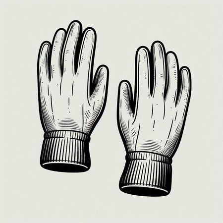 Hand drawn protective gloves. Vector illustration in sketch style on white background.