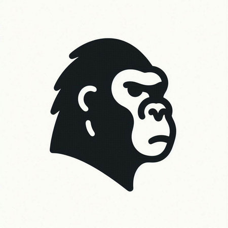 Gorilla head. Vector illustration isolated on a white background.