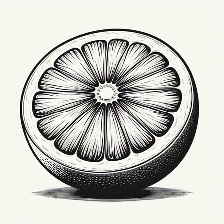 Sliced lemon on a white background. Vector illustration in vintage style.