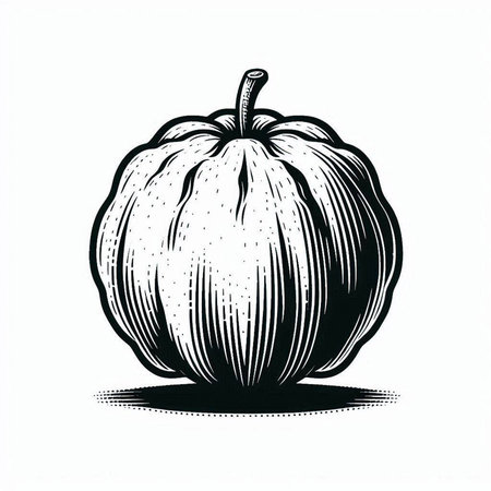 Pumpkin on white background. Hand drawn sketch. Vector illustration.の写真素材