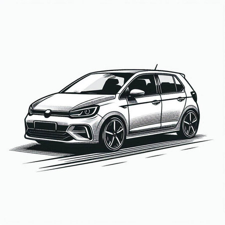 Sketch of the car on a white background. Vector illustration