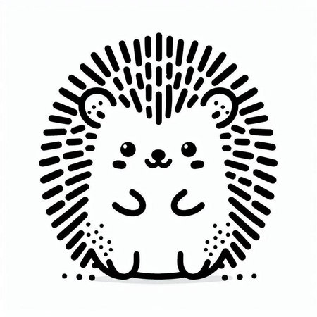 Cute hedgehog. Hand drawn doodle style. Vector illustration.の写真素材