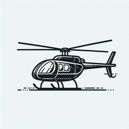 Helicopter icon, vector illustration. Flat design style with thin lines.