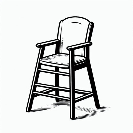 Vector hand drawn illustration of a chair. Black and white image.の写真素材