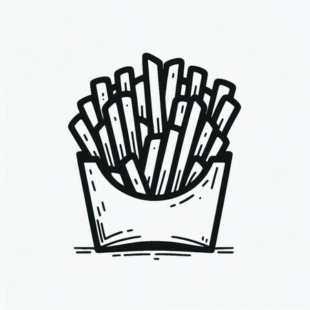 French fries doodle vector icon. Hand drawn illustration of french fries.