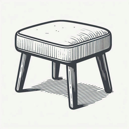 Wooden stool. Vector illustration in vintage engraving style.