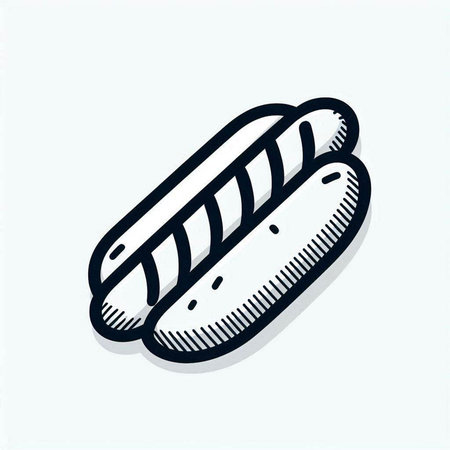 Hot dog icon. Vector illustration. Isolated on white background.の写真素材