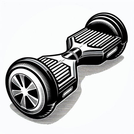 Electric self-balancing scooter on white background, vector illustration