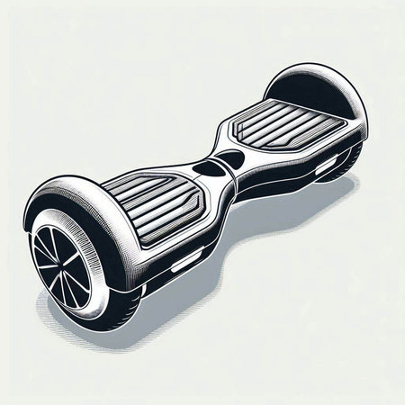 Hand-held self-balancing electric scooter, vector illustration