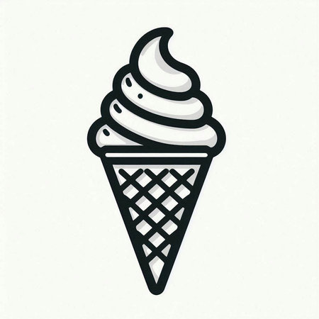 Ice cream icon. Ice cream in a waffle cone. Vector illustrationの写真素材