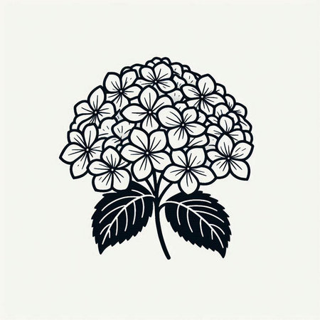 Hydrangea flower. Hand drawn vector illustration in doodle style.