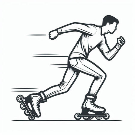 Roller skater in action. Vector illustration of roller skates.