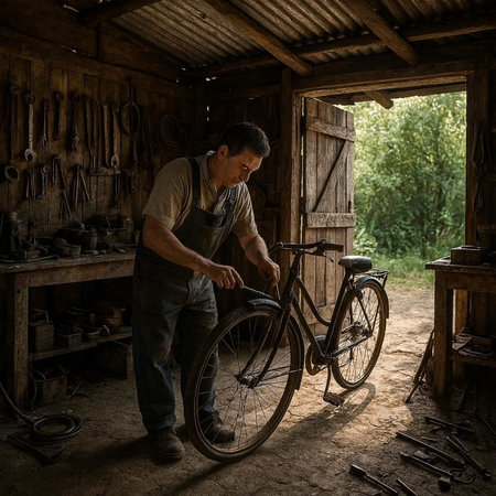 Farmer working in the field with a hoe and a hat