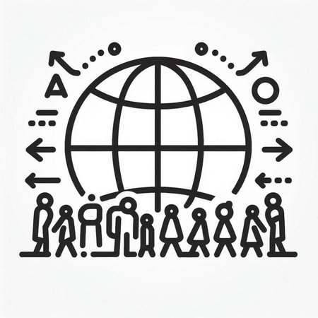 People around the world. Teamwork and cooperation. Vector illustration.