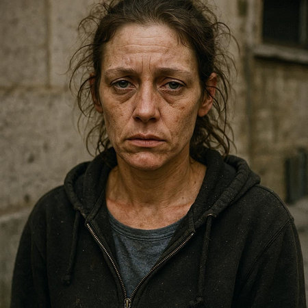 Portrait of an elderly woman with a sad expression on her faceの写真素材