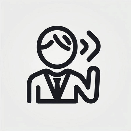 Businessman with headache icon, vector illustration. Flat design style.