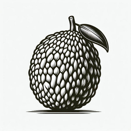 Litchi fruit in engraving style. Vector illustration.