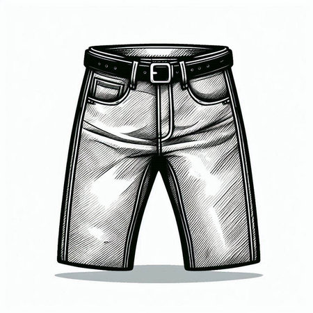 Men's pants sketch on a white background. Vector illustration in sketch style.の写真素材