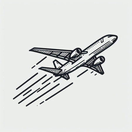 Airplane icon, vector illustration. Hand drawn sketch of airplane.