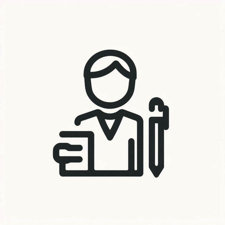Businessman and pen icon. Businessman and pen icon. Businessman and pen vector icon.