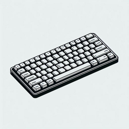 Keyboard on a white background. Vector illustration in sketch style.