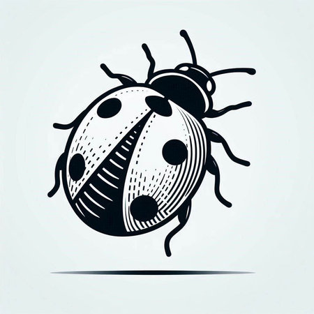 Ladybug icon, vector illustration. Hand drawn ladybug logo.