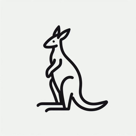 Kangaroo icon, vector illustration. Flat design style, black on white.の写真素材