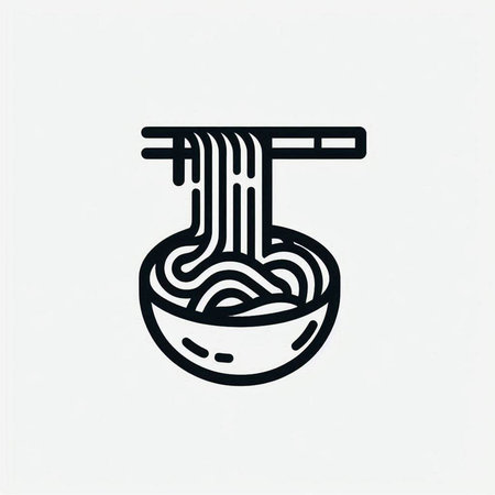 Bowl of noodle icon in thin line style. Vector illustration