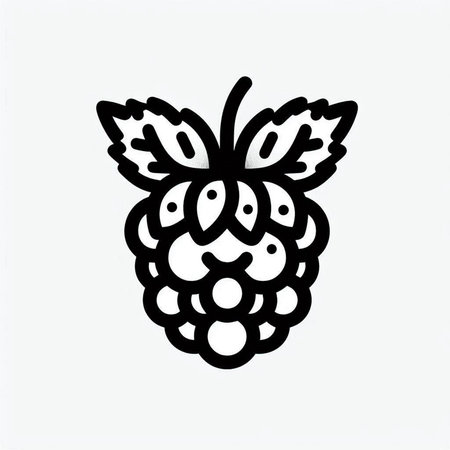 Blackberry fruit icon isolated on white background. Hand drawn vector illustration.の写真素材