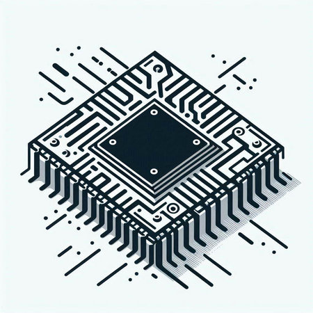 Circuit board vector illustration. Technology background. Electronic computer processor.