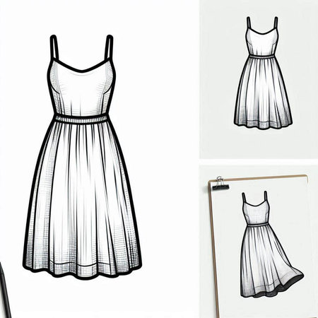 Set of women's dresses on a white background. Vector illustration.の写真素材