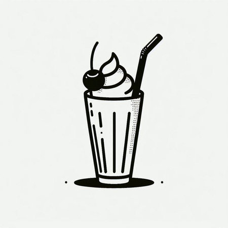 Milkshake in a glass with a straw. Vector illustration.の写真素材