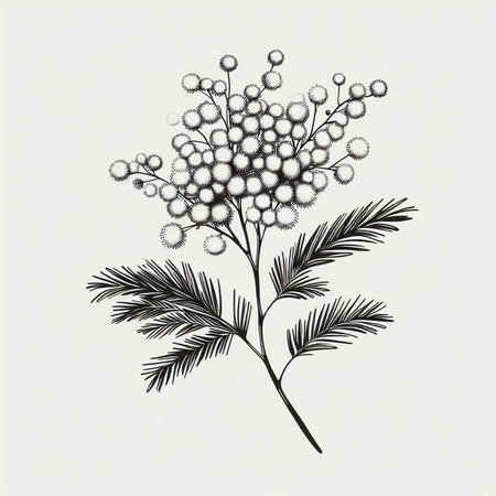 Mimosa plant. Hand drawn sketch. Vector illustration for your designの写真素材