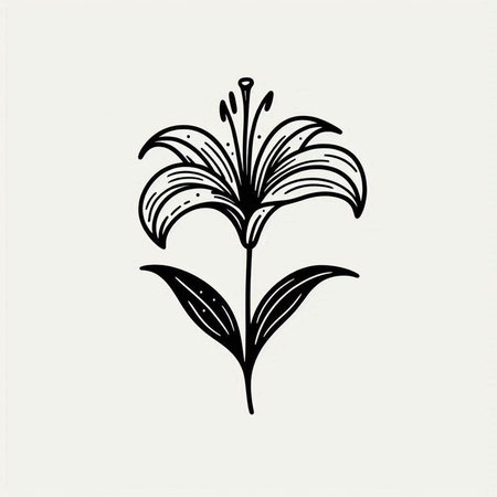 Lily flower. Hand drawn botanical vector illustration in vintage style.の写真素材