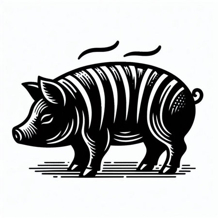 Vector image of a wild boar on a white background. Wild boar.の写真素材