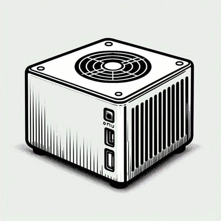 Illustration of a computer fan in isometric 3D style.