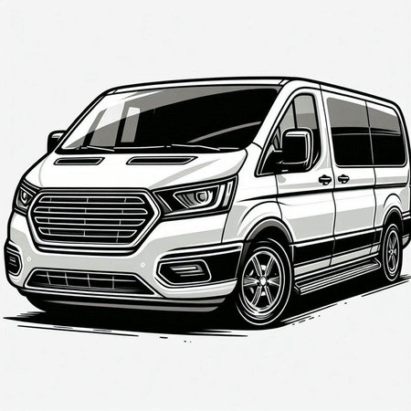 Vector illustration of a van on a white background. Side view.