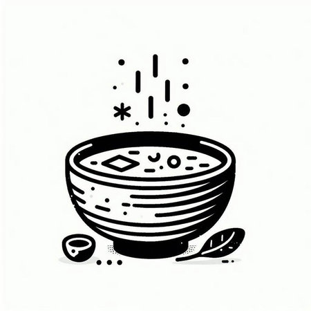 Vector illustration of a bowl of soup on a white background. Hand drawn style.の写真素材