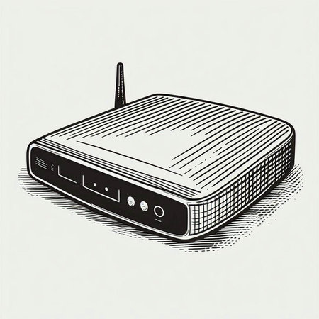 Wireless router. Vector illustration of a wireless router. Retro style.