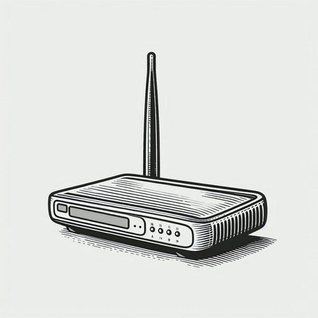 Wireless router on white background. Vector illustration in retro style.