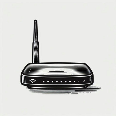 Wireless router. Vector illustration in sketch style on white background.