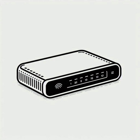 Wireless router icon in black and white on a light gray background